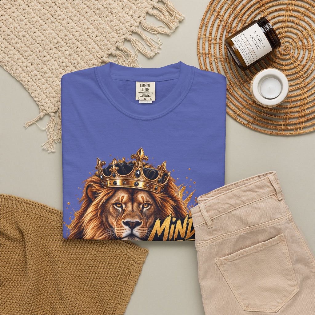 Lion Crown T-Shirt — "Mindset Builds Everything" Motivational Tee