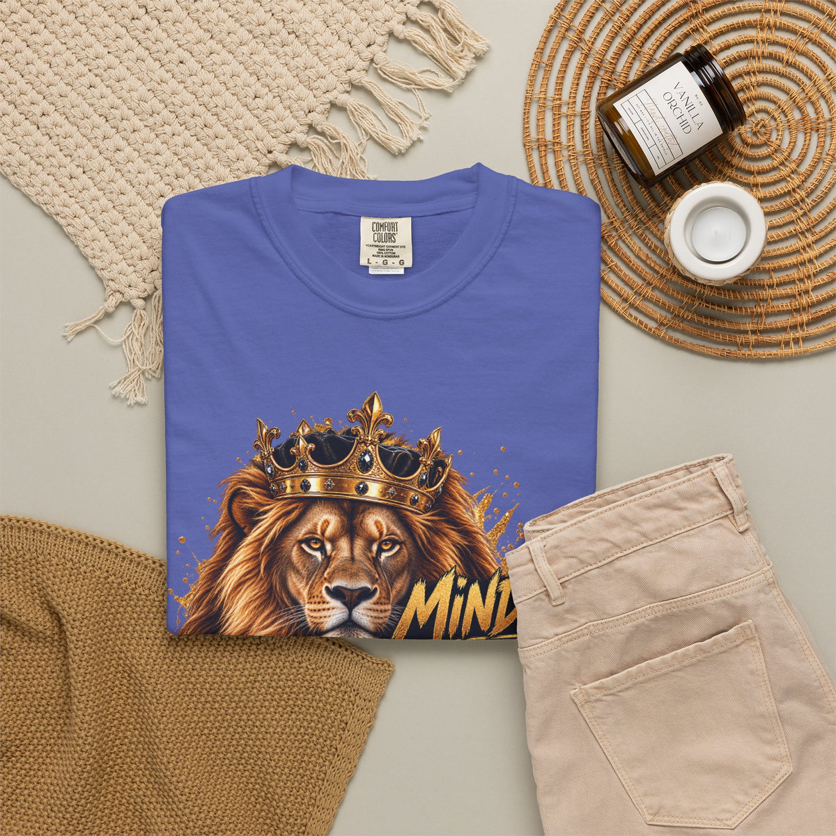 Lion Crown T-Shirt — "Mindset Builds Everything" Motivational Tee