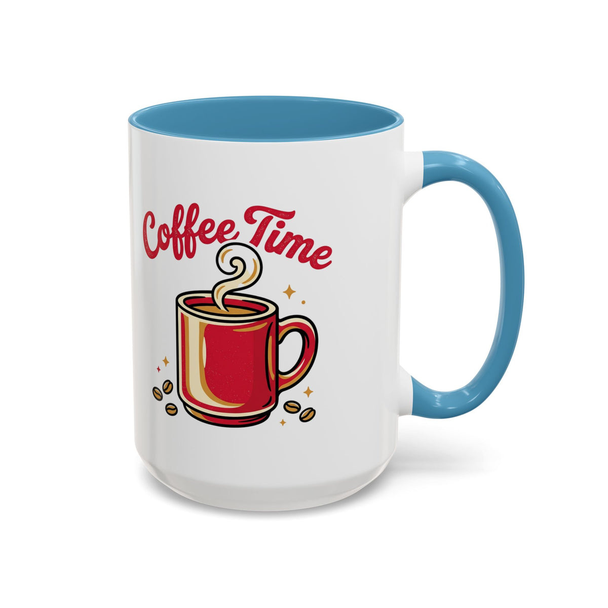 Coffee Mug - "Coffee Time" Red Accent Ceramic Mug (11/15oz)