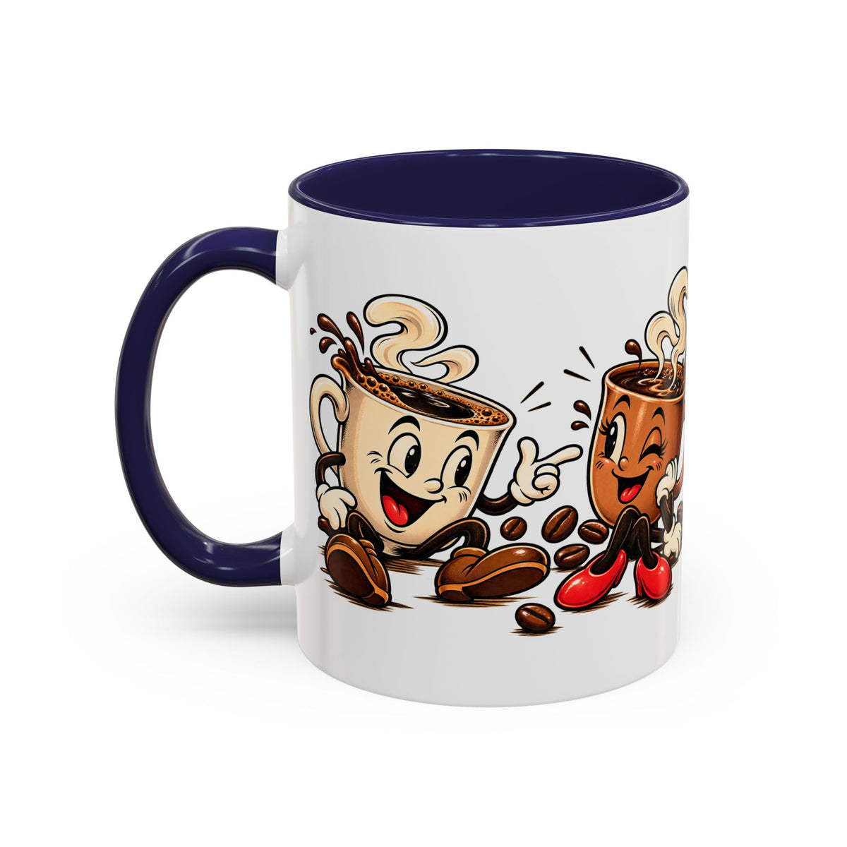 Coffee Cartoon Mug — Cute Dancing Coffee Cups Accent Mug