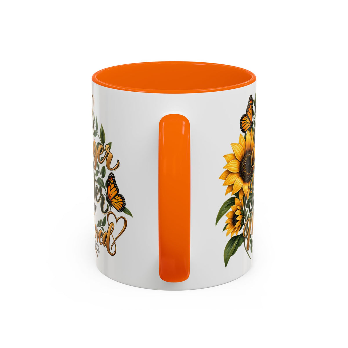 Inspirational Sunflower Coffee Mug — "You Are Stronger, Brighter, More Loved" Accent Mug