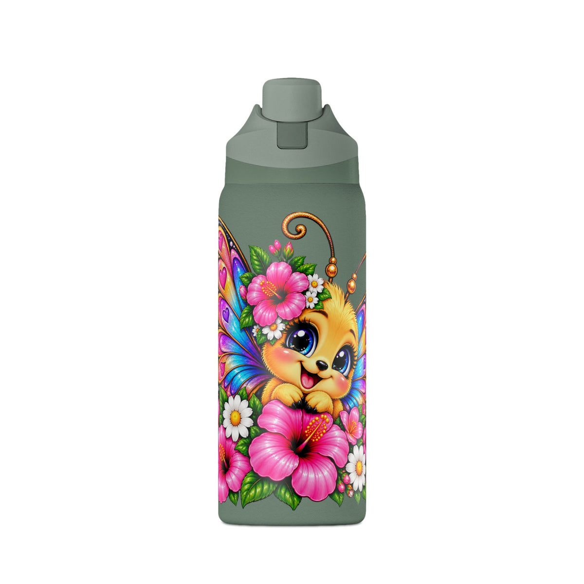 Floral Butterfly Insulated Water Bottle 32oz