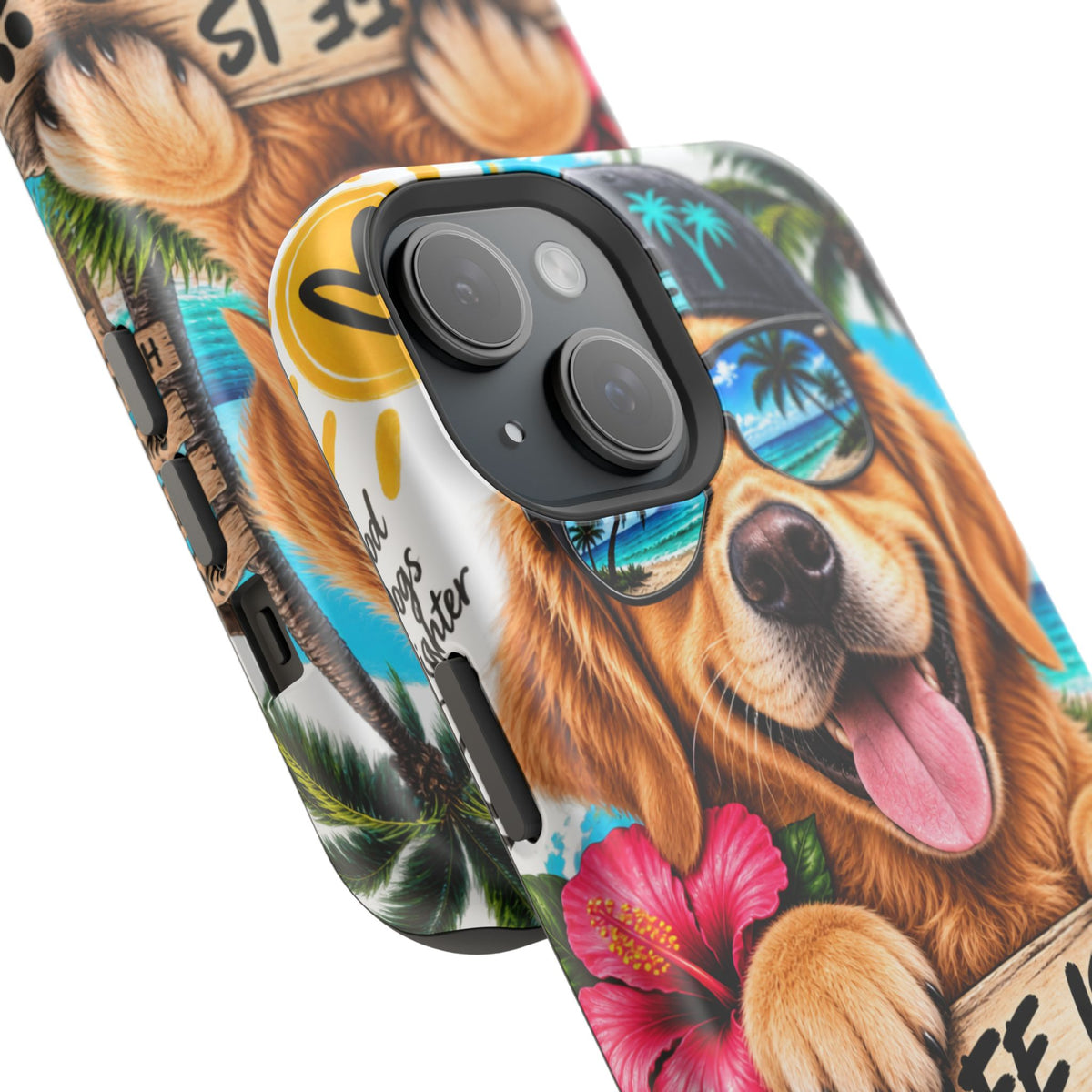Impact-Resistant Phone Case — "Life Is Better With a Dog" Tropical Dog Design