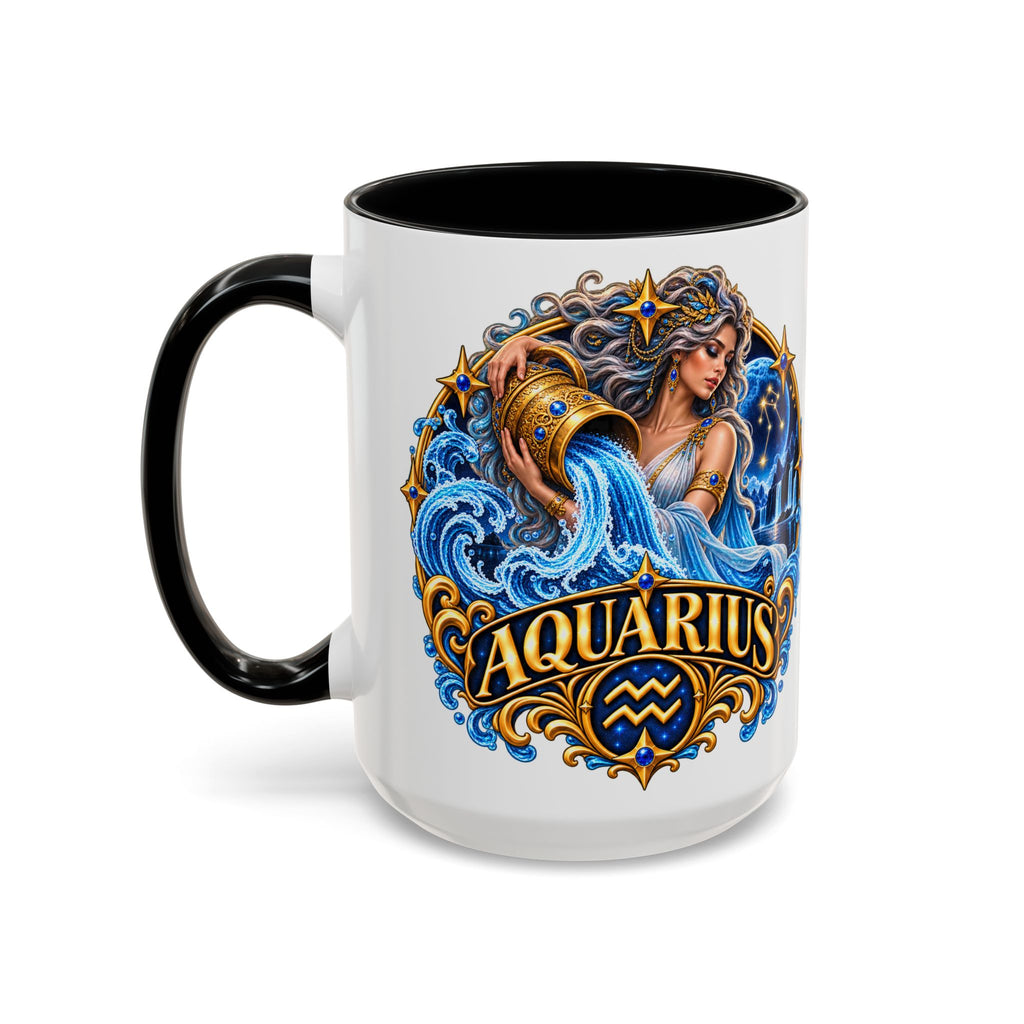 Aquarius Zodiac Coffee Mug — Illustrated Water Bearer Astrology Gift (11/15oz)
