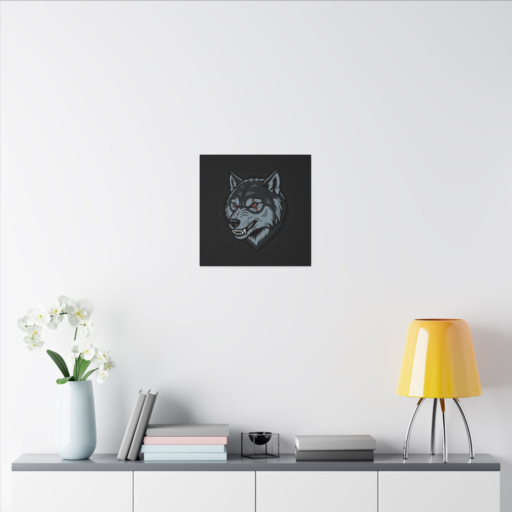 Wolf Head Canvas Wall Art — Fierce Gray Wolf Portrait Matte Stretched