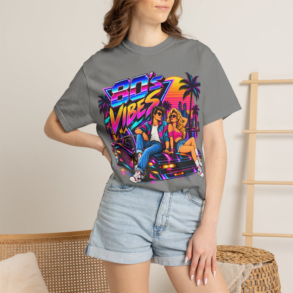 80s Vibes retro car scene T-shirt | neon palm sunset