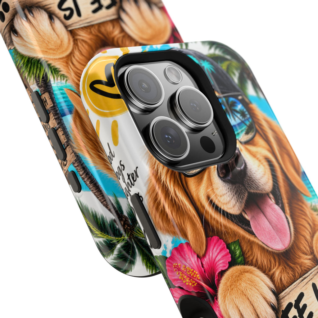 Impact-Resistant Phone Case — "Life Is Better With a Dog" Tropical Dog Design