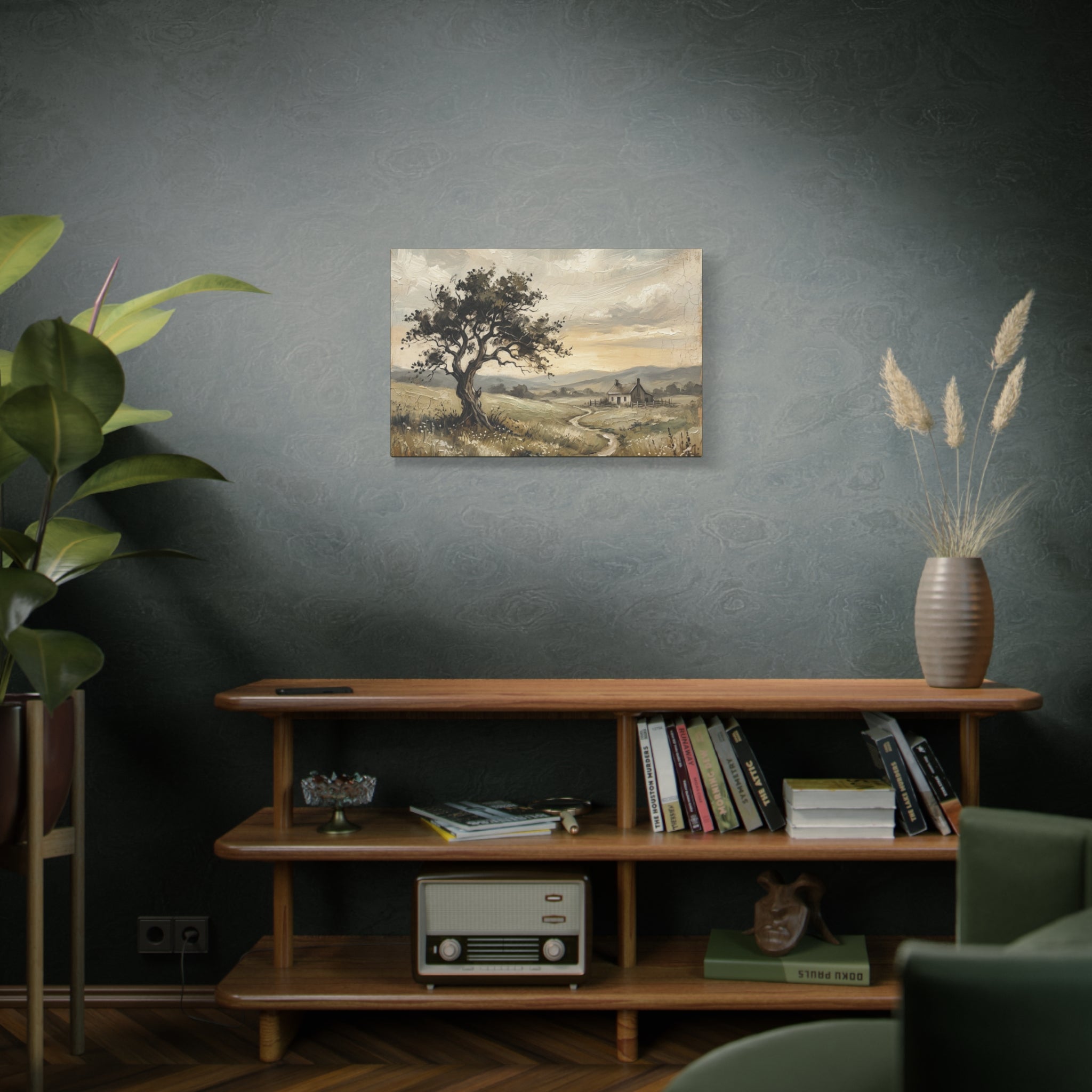 Rustic Countryside Canvas Wall Art — Serene Landscape Matte Stretched Canvas Print