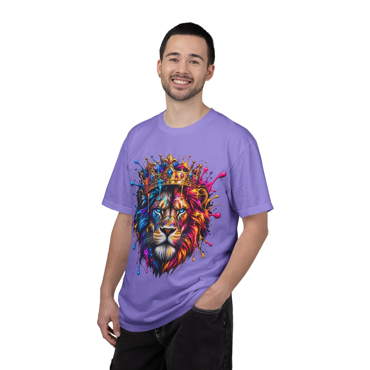 Color Splash Lion Tee — Regal Crown Graphic T-Shirt