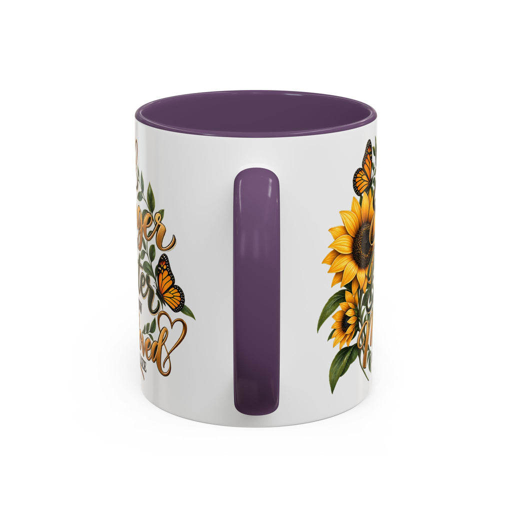 Inspirational Sunflower Coffee Mug — "You Are Stronger, Brighter, More Loved" Accent Mug