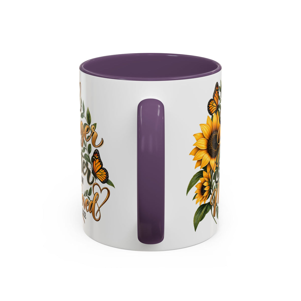 Inspirational Sunflower Coffee Mug — "You Are Stronger, Brighter, More Loved" Accent Mug