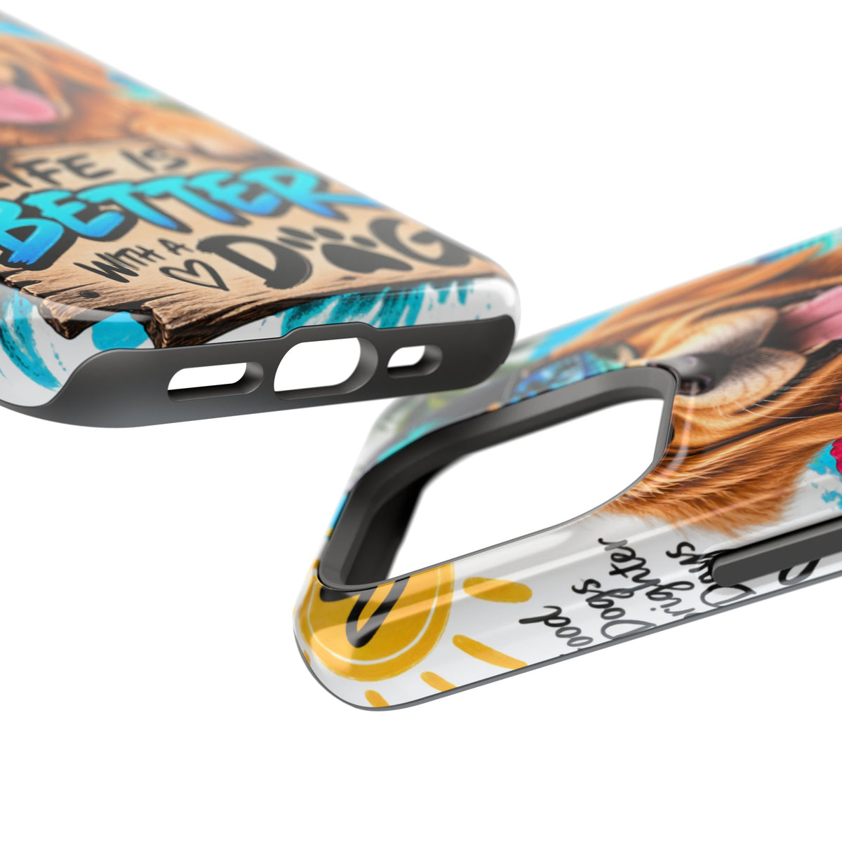 Impact-Resistant Phone Case — "Life Is Better With a Dog" Tropical Dog Design