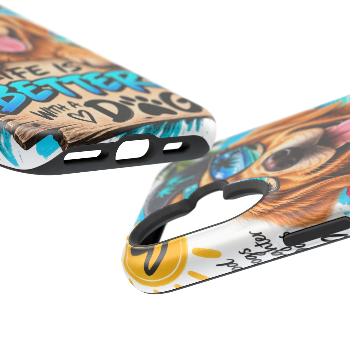 Impact-Resistant Phone Case — "Life Is Better With a Dog" Tropical Dog Design