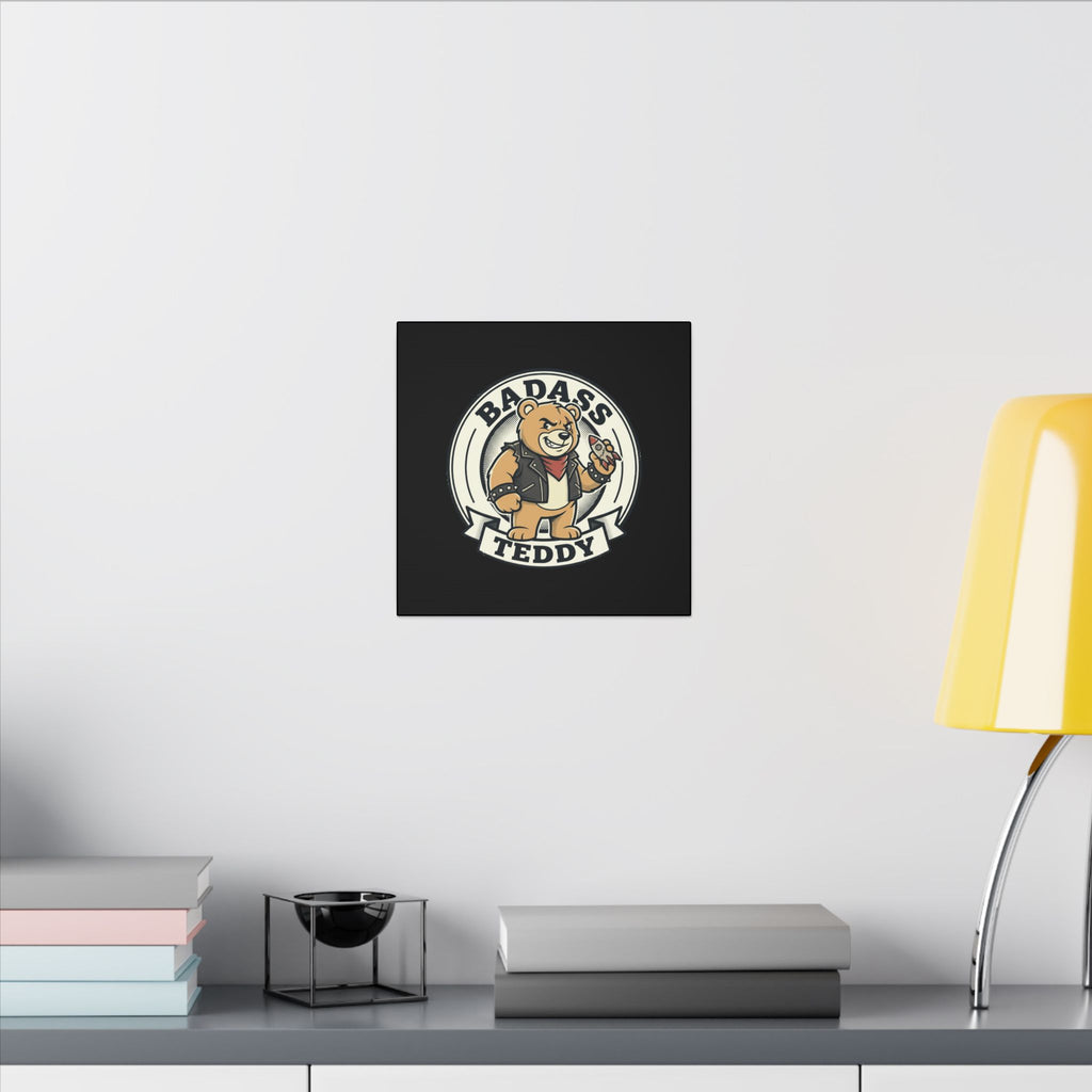 Badass Teddy Canvas Wall Art — Edgy Teddy Bear Stretched Matte Print