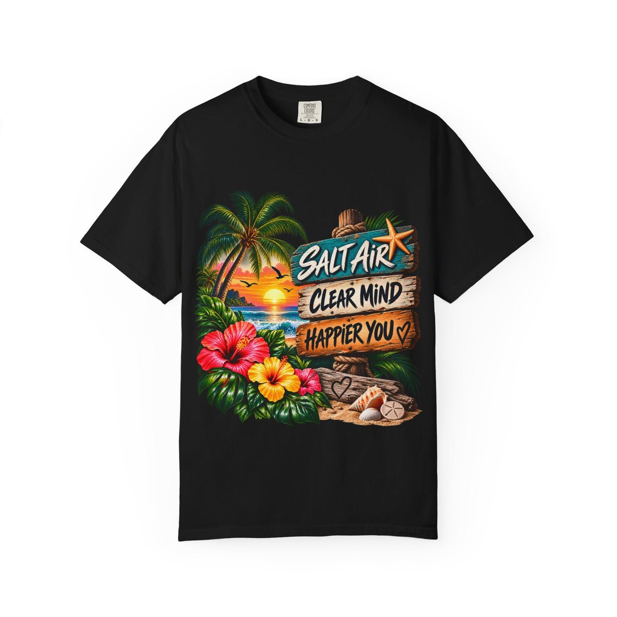 Salt Air, Clear Mind T-Shirt — Tropical Sunset Beach Graphic Tee