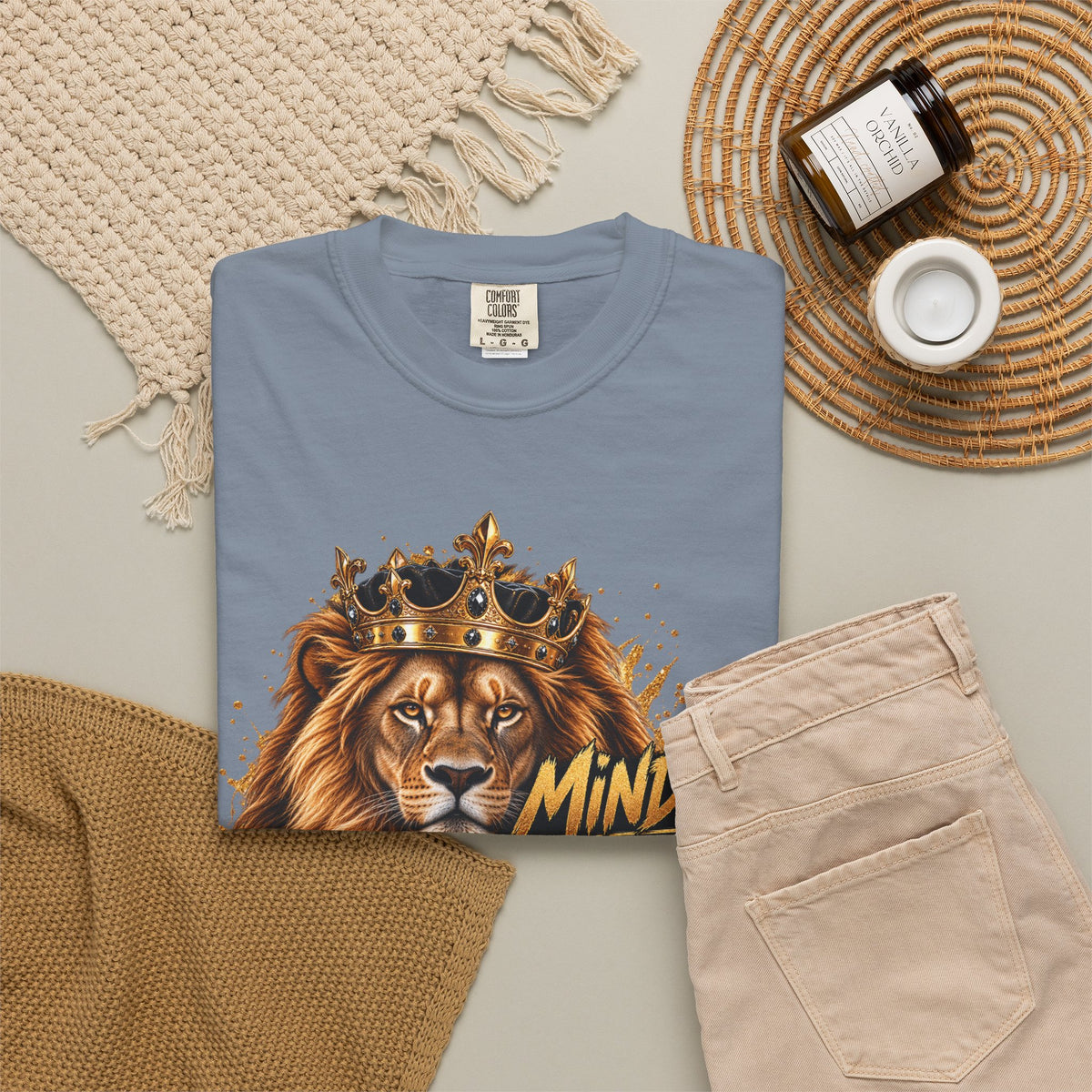 Lion Crown T-Shirt — "Mindset Builds Everything" Motivational Tee