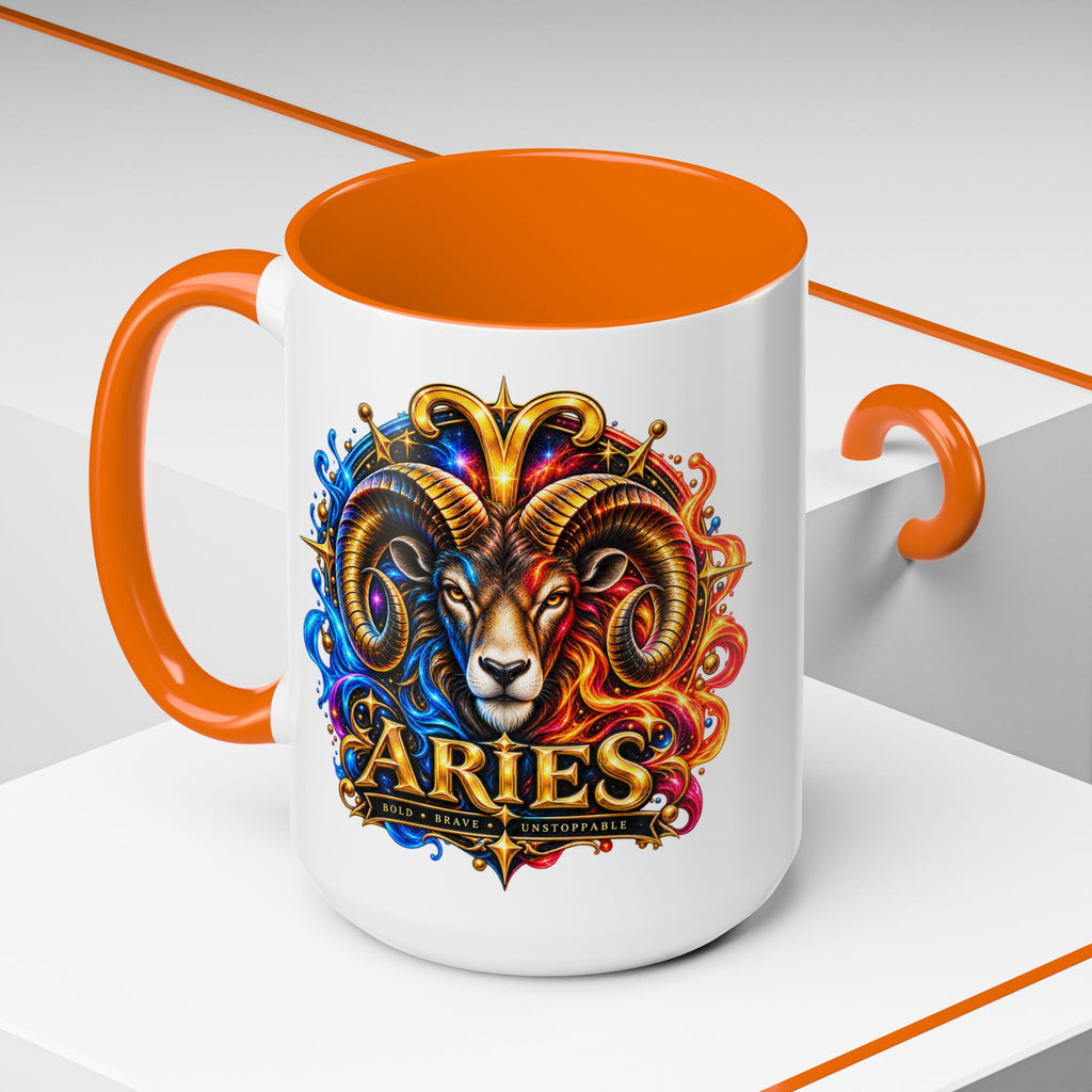Aries Zodiac Coffee Mug — Colorful Ram Astrology Accent Mug (11/15oz)