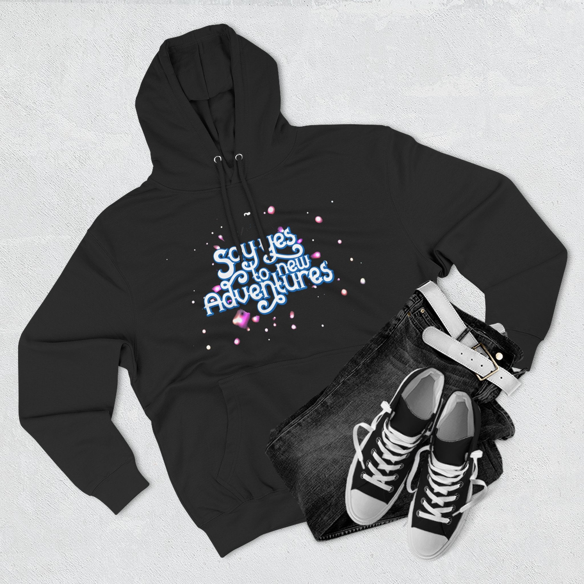 Hoodie — 'Say yes to New Adventures' Pastel Graphic Fleece Hoodie