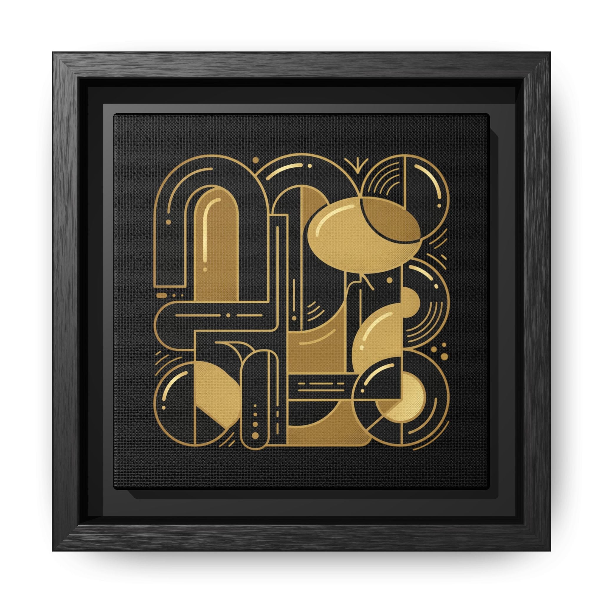 Gold Geometric Art Print — Framed Matte Canvas