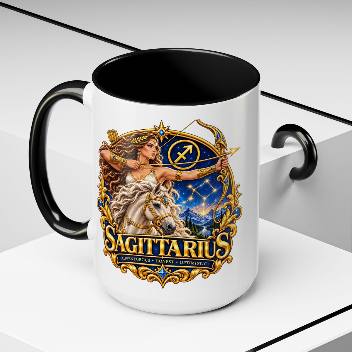 Sagittarius Accent Coffee Mug — Zodiac Archer Design (11/15oz)