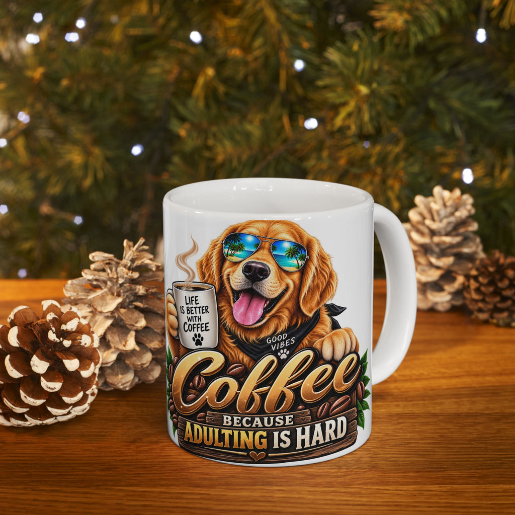 Coffee Dog Mug — "Life Is Better With Coffee" Funny Golden Retriever Coffee Cup, Cute Pet Lover Gift (11oz/15oz)