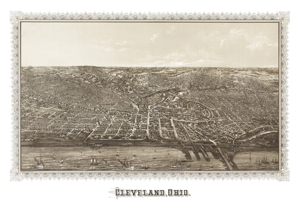 Vintage Map of Cleveland, Ohio 1887