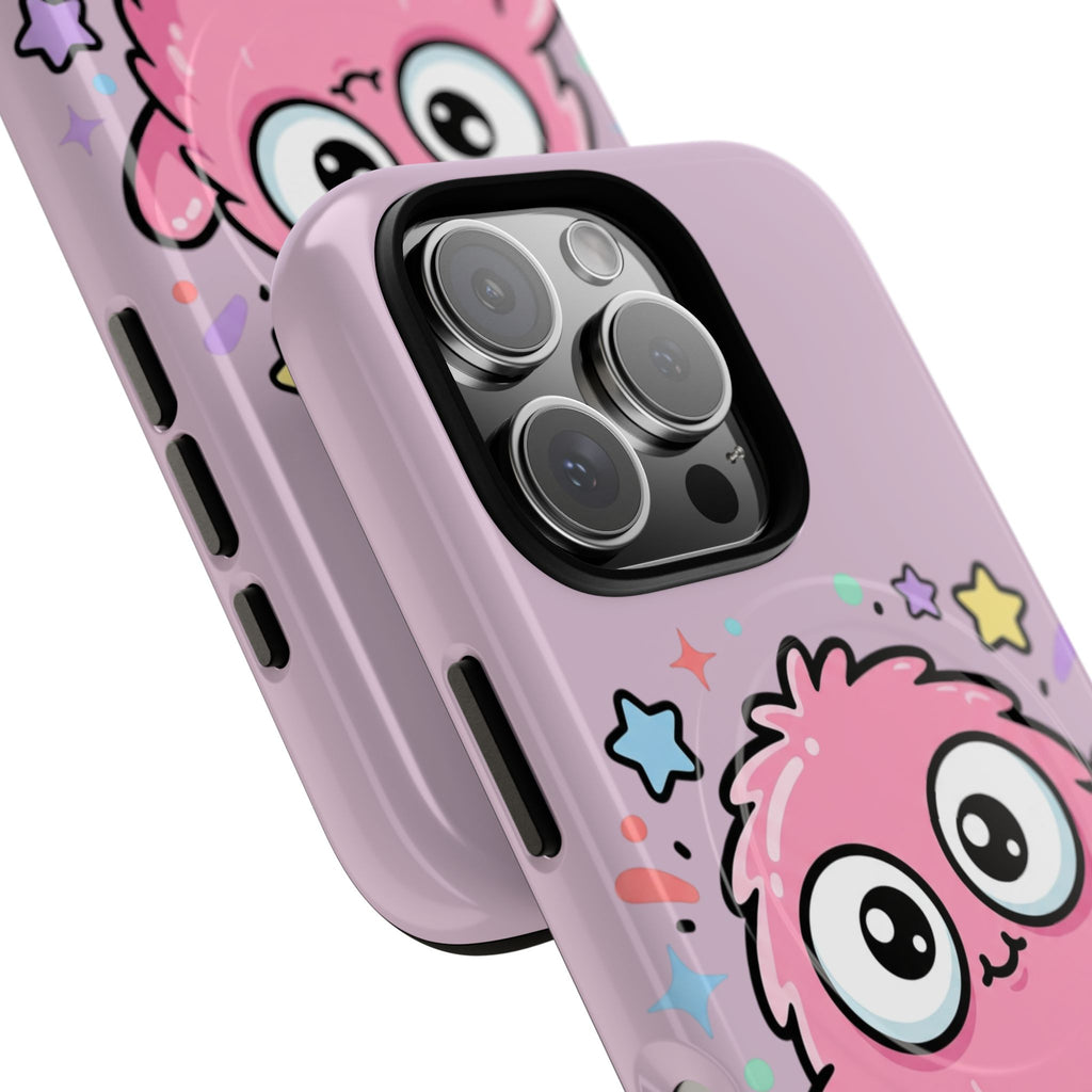 Cute Pink Fuzzy Monster Tough Magnetic Phone Case — Cute Kawaii Protective iPhone Cover