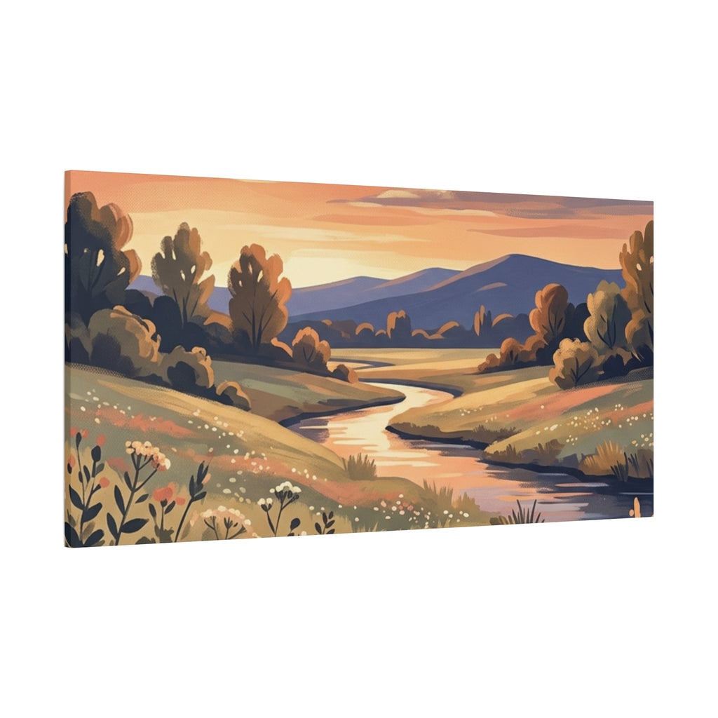 Sunset Meadow Canvas Wall Art