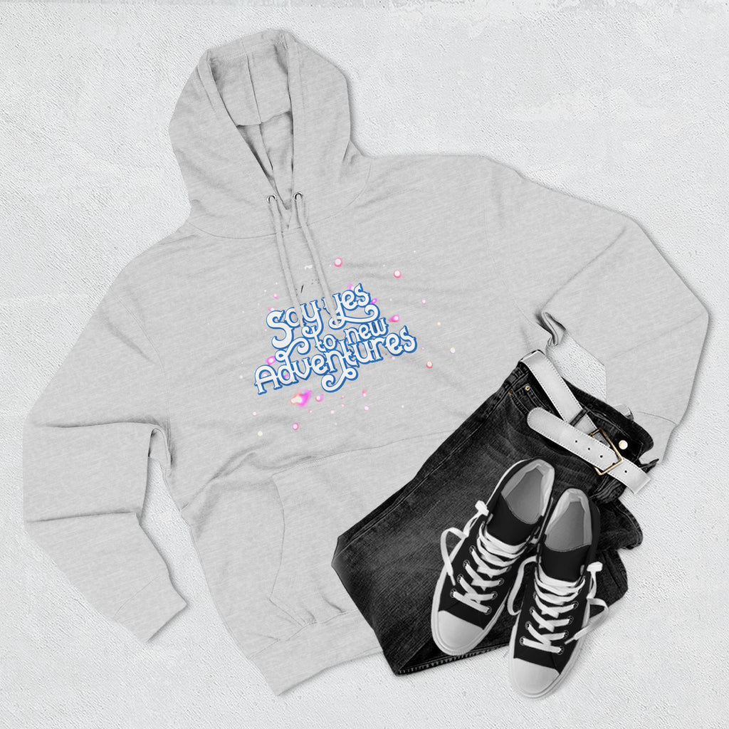 Hoodie — 'Say yes to New Adventures' Pastel Graphic Fleece Hoodie