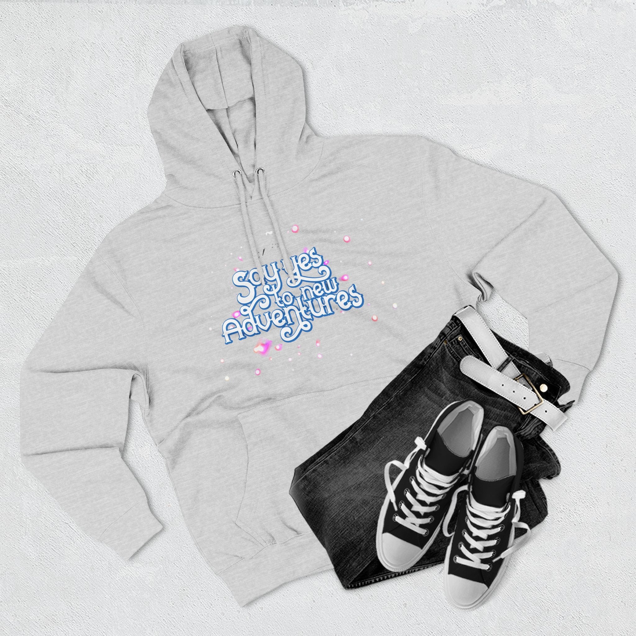 Hoodie — 'Say yes to New Adventures' Pastel Graphic Fleece Hoodie
