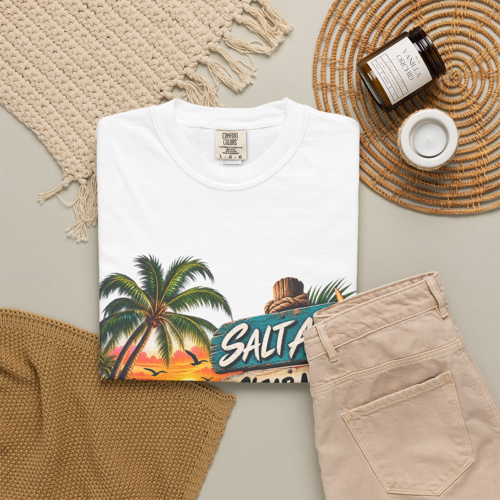 Salt Air, Clear Mind T-Shirt — Tropical Sunset Beach Graphic Tee