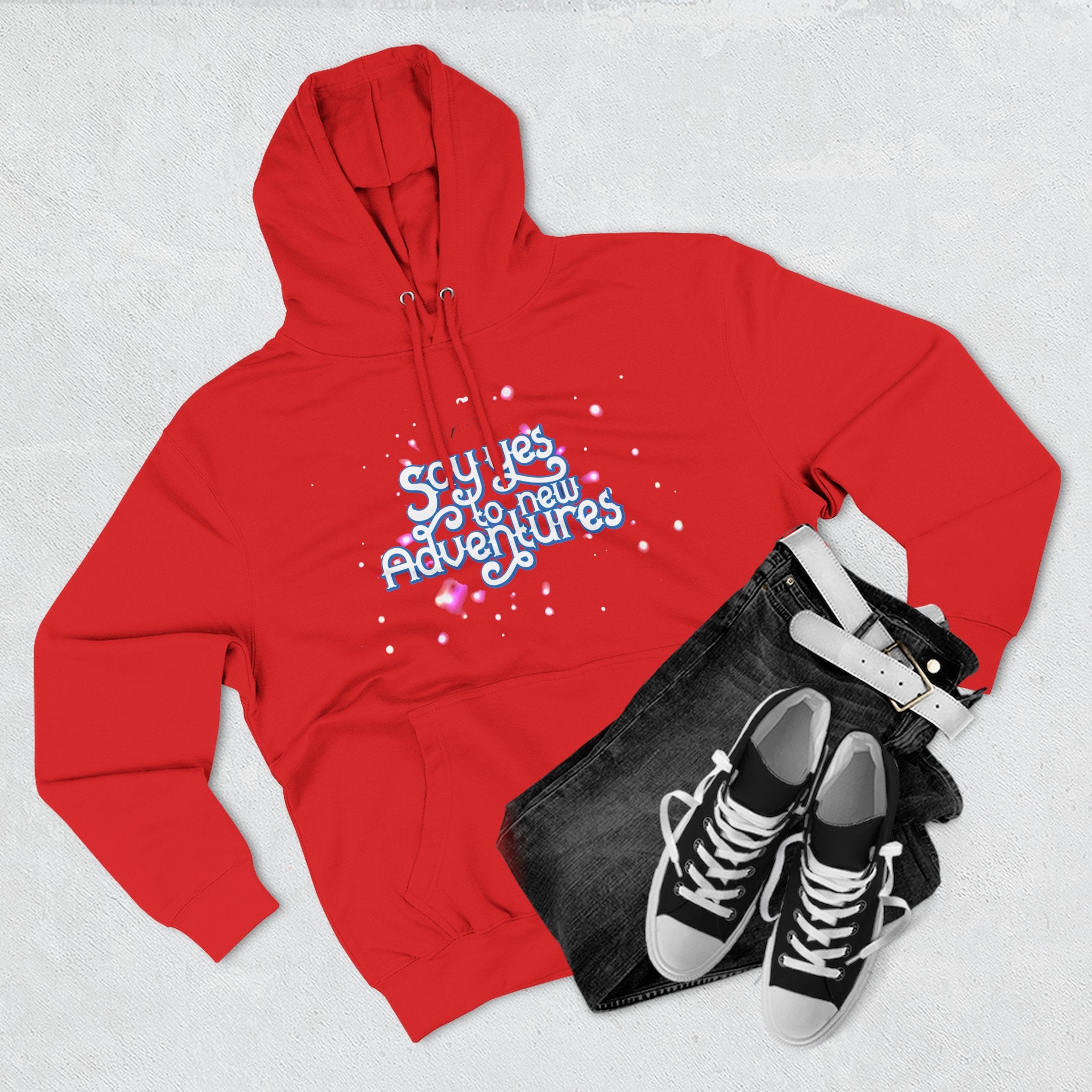 Hoodie — 'Say yes to New Adventures' Pastel Graphic Fleece Hoodie