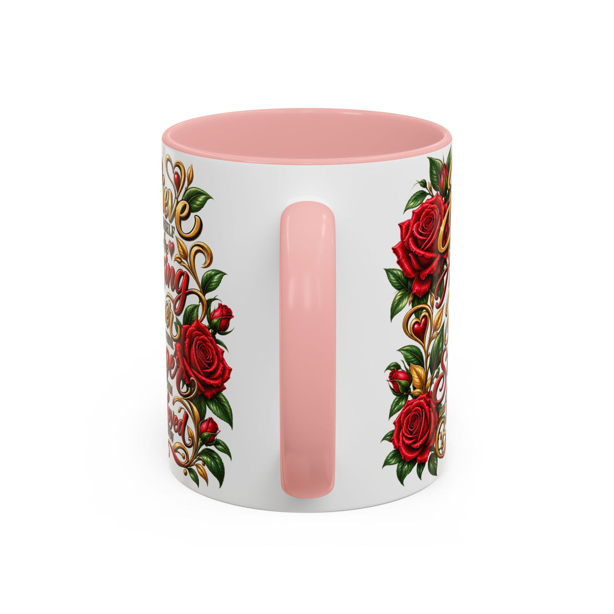 Inspirational Rose Coffee Mug — "Believe in Yourself" Motivational Tea Cup