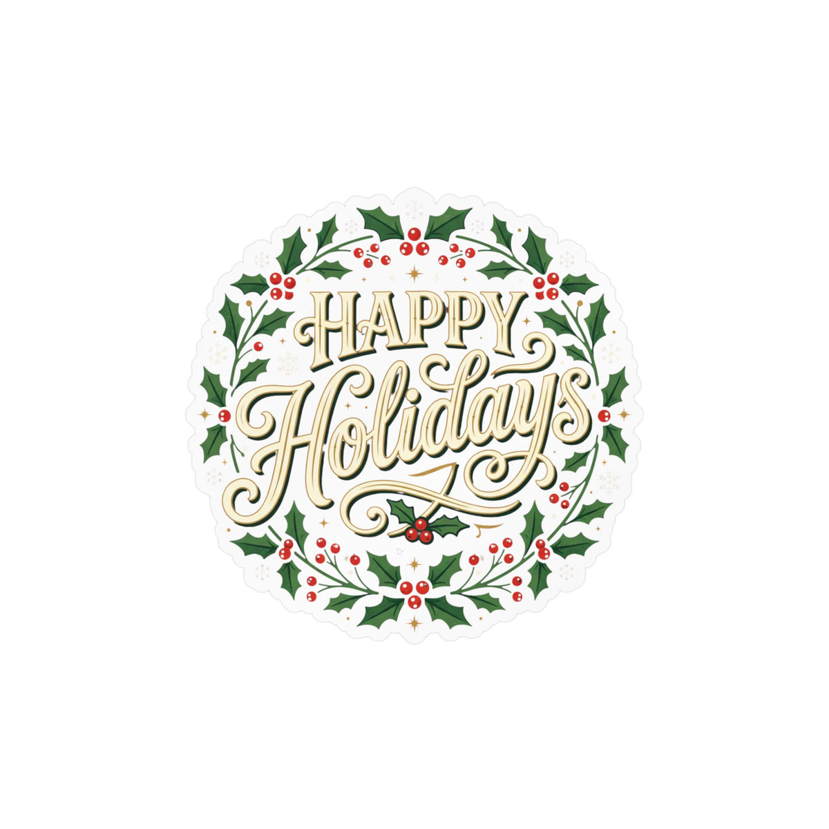 Happy Holidays Holly Wreath Vinyl Decal