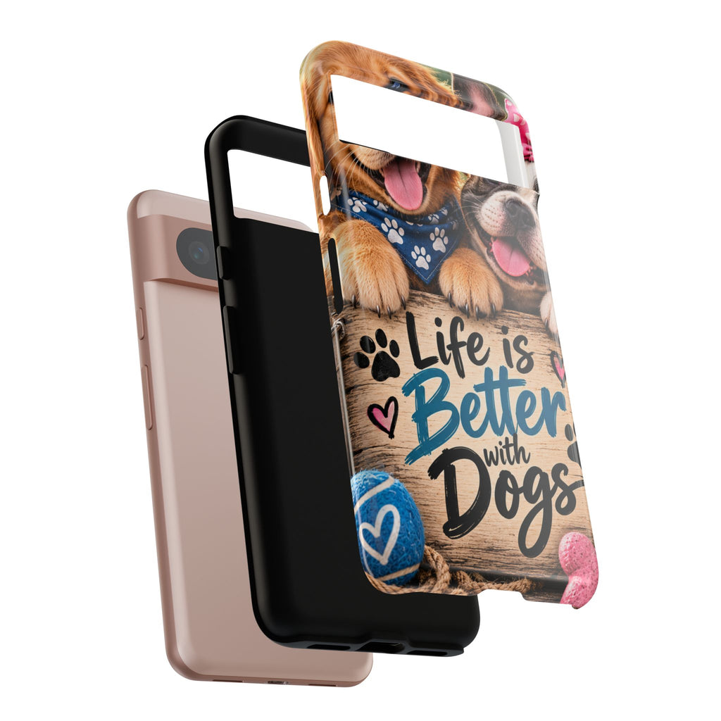 Phone Case — "Life Is Better with Dogs" Cute Pawprint Dog Lover Protective Case