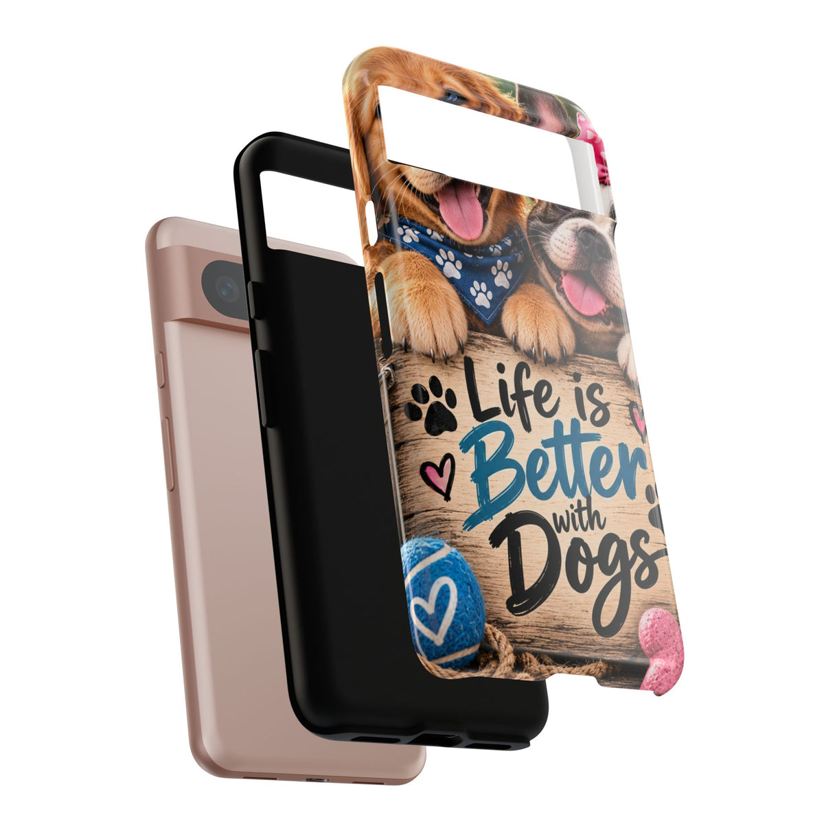 Phone Case — "Life Is Better with Dogs" Cute Pawprint Dog Lover Protective Case
