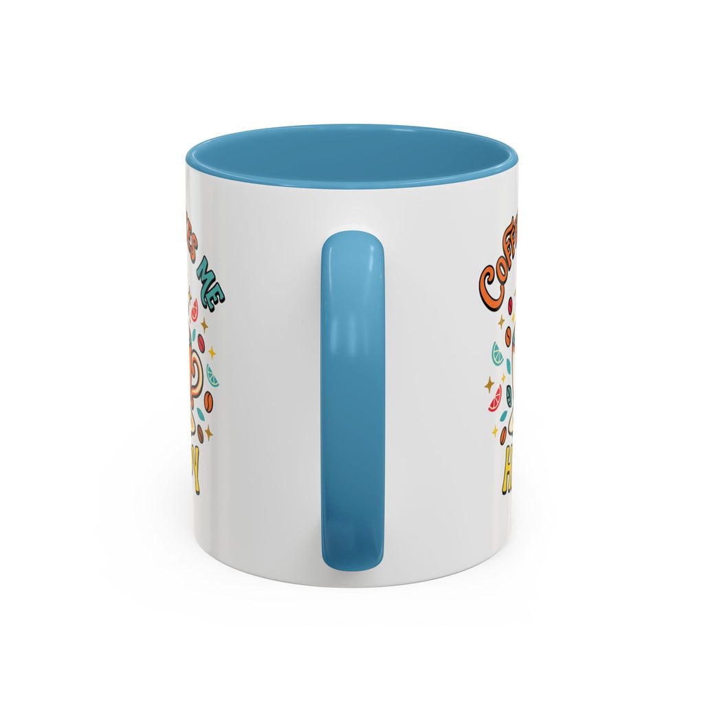 Coffee Mug — "Coffee Makes Me Happy" Cute Retro Accent Mug (11/15oz)