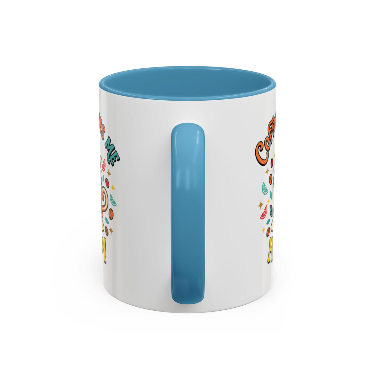 Coffee Mug — "Coffee Makes Me Happy" Cute Retro Accent Mug (11/15oz)