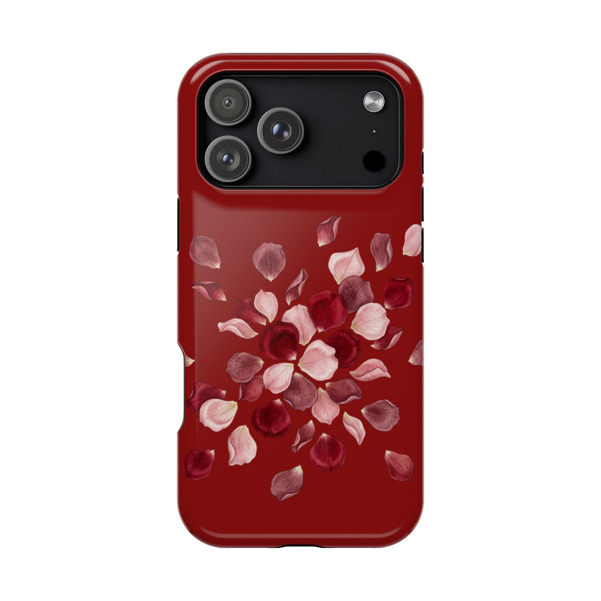 Phone Case — Red Floral Petal Magnetic Impact-Resistant Cover