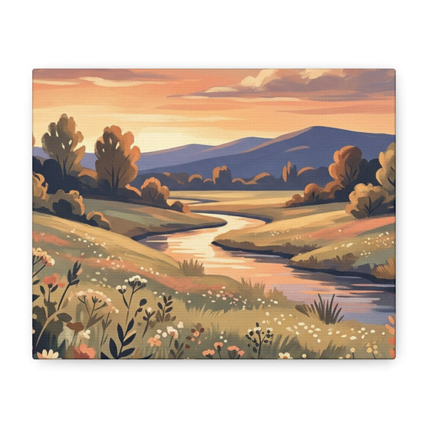 Sunset Meadow Canvas Wall Art