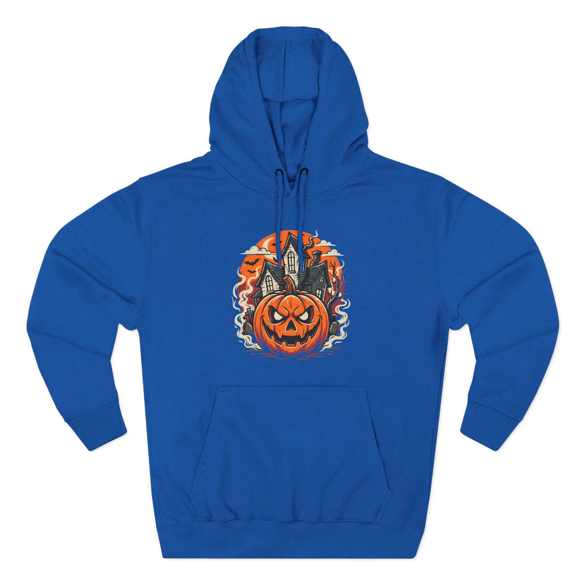 Halloween Pumpkin Hoodie — Jack-O'-Lantern Haunted House Fleece Hoodie