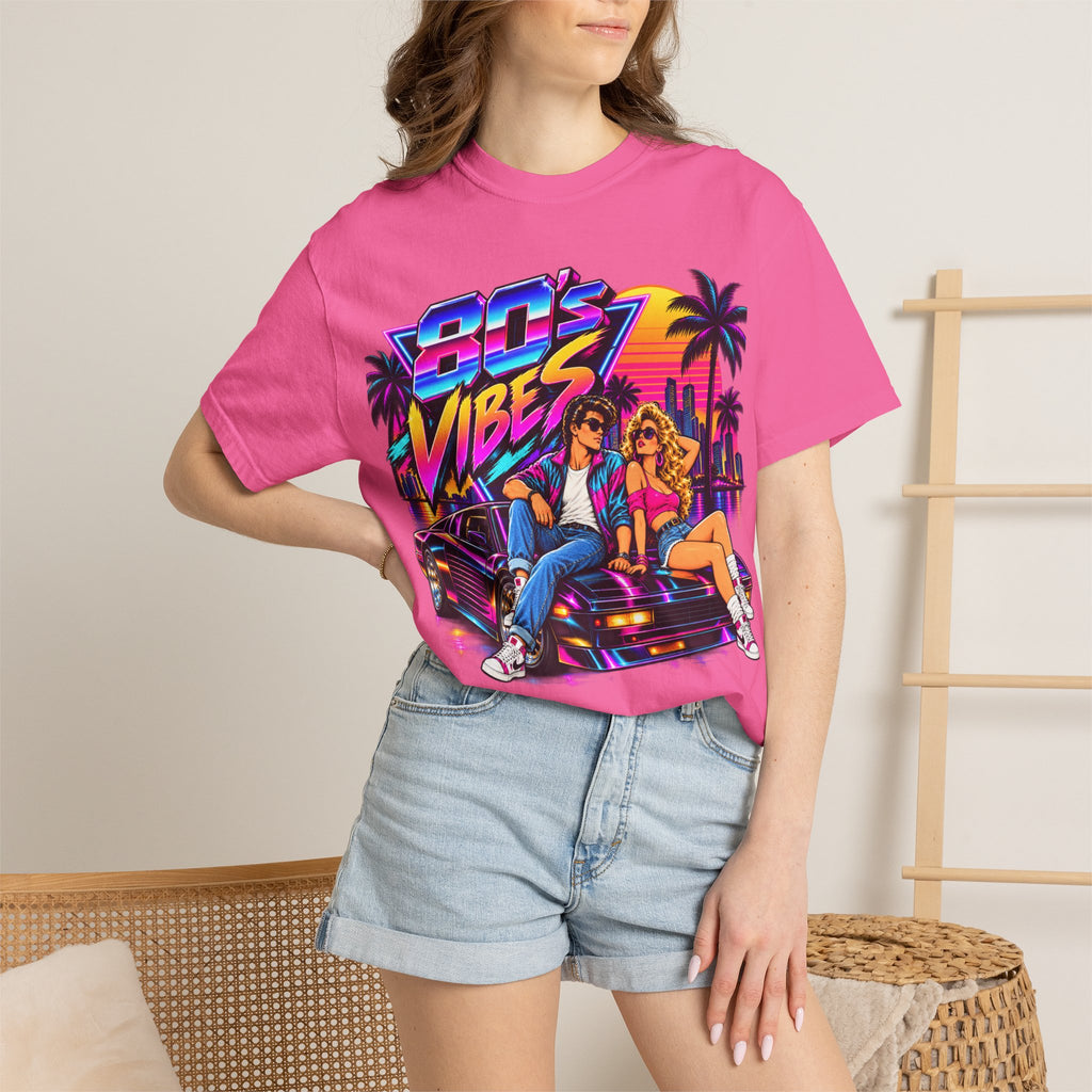 80s Vibes retro car scene T-shirt | neon palm sunset