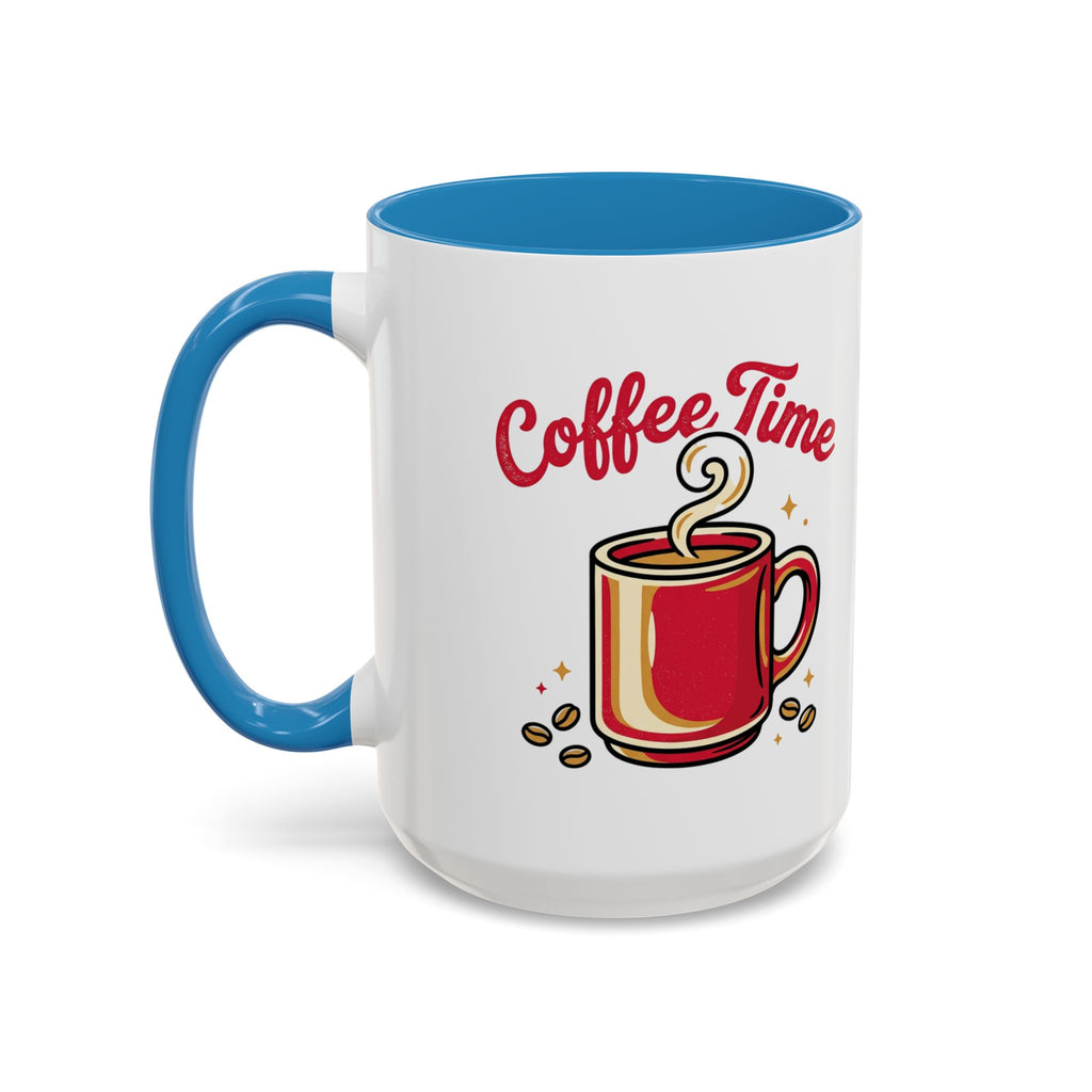 Coffee Mug - "Coffee Time" Red Accent Ceramic Mug (11/15oz)