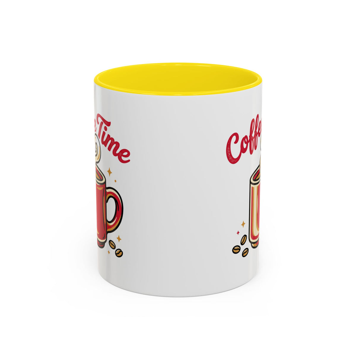 Coffee Mug - "Coffee Time" Red Accent Ceramic Mug (11/15oz)