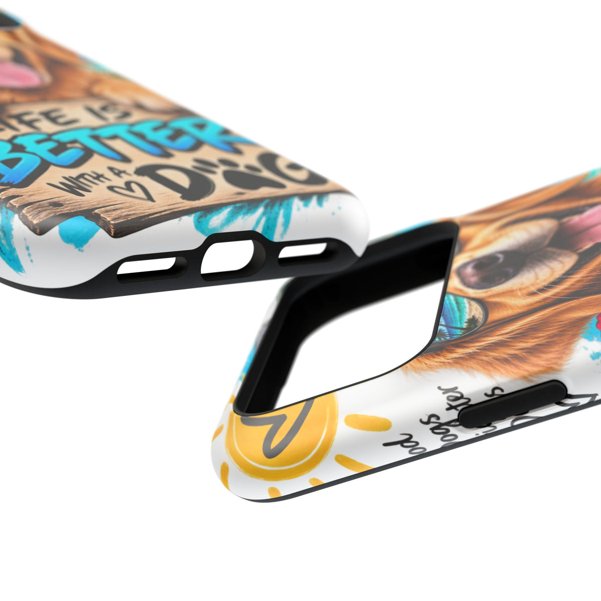 Impact-Resistant Phone Case — "Life Is Better With a Dog" Tropical Dog Design