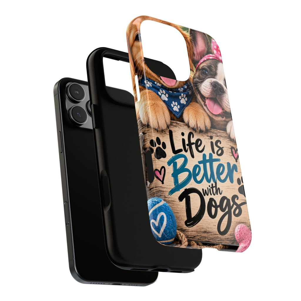 Phone Case — "Life Is Better with Dogs" Cute Pawprint Dog Lover Protective Case