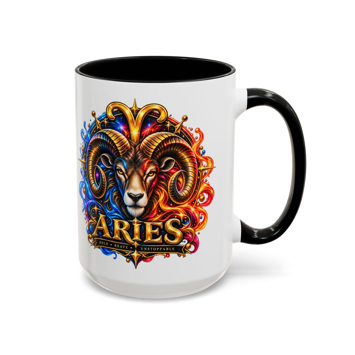 Aries Zodiac Coffee Mug — Colorful Ram Astrology Accent Mug (11/15oz)