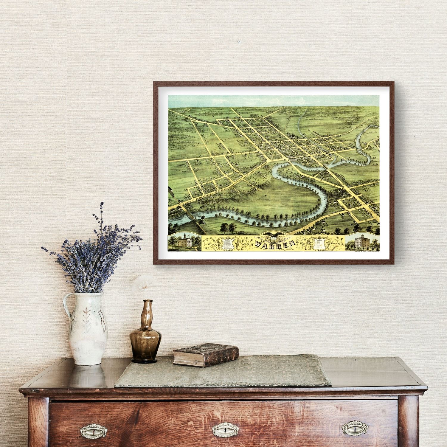 Vintage Map of Warren, Ohio 1870