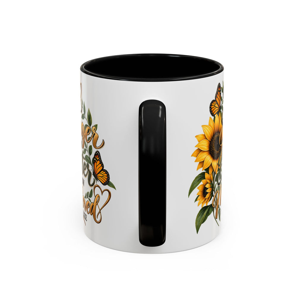 Inspirational Sunflower Coffee Mug — "You Are Stronger, Brighter, More Loved" Accent Mug