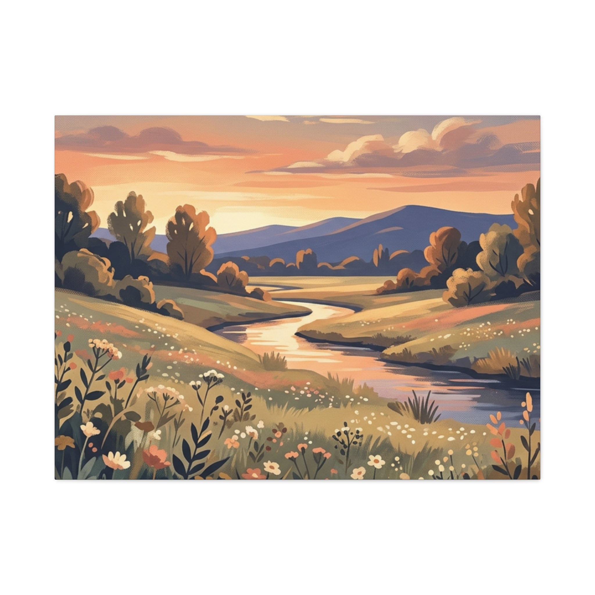 Sunset Meadow Canvas Wall Art